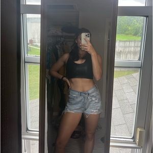 high Wise light wash denim shots